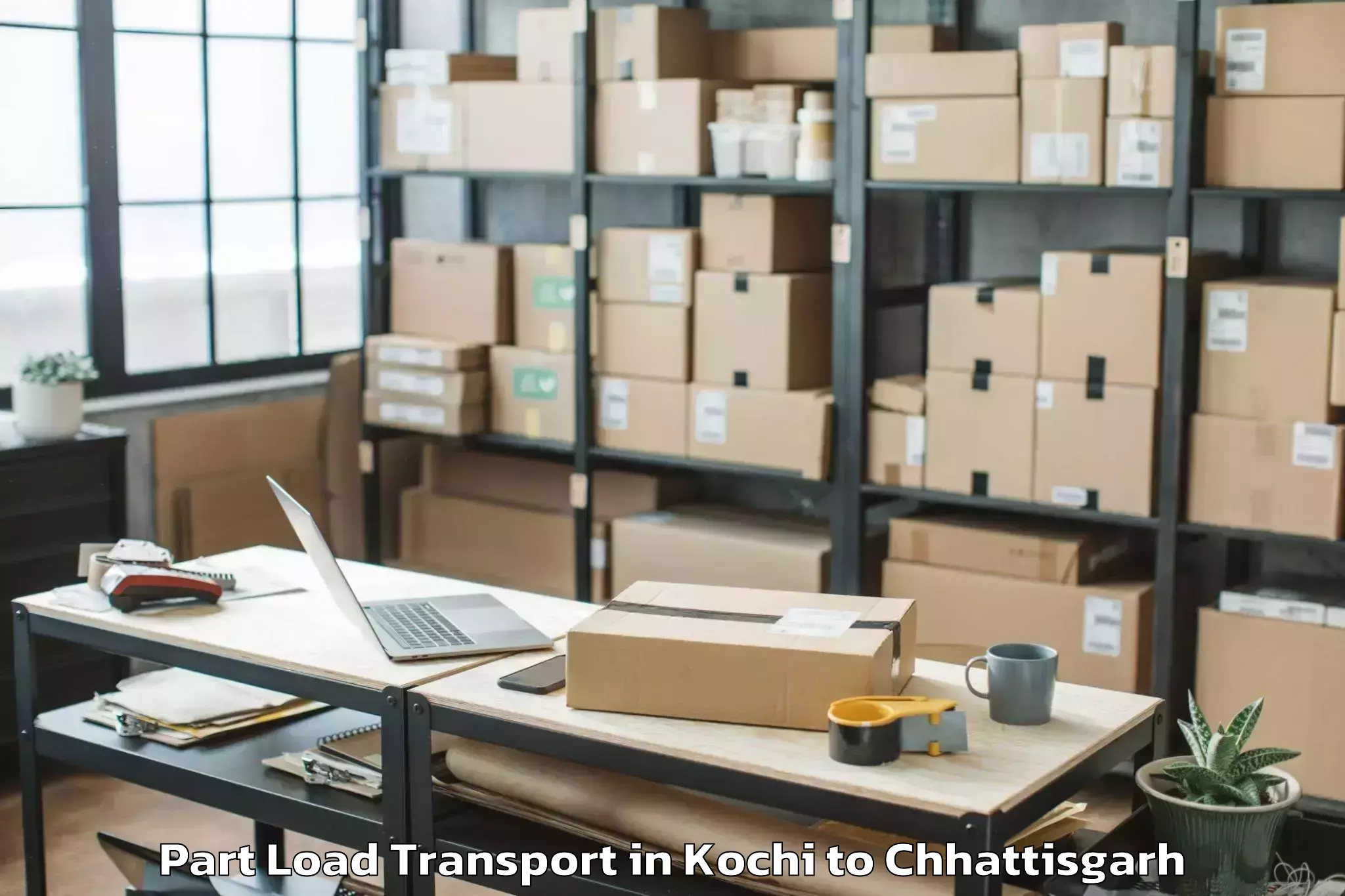 Quality Kochi to Kalinga University Raipur Part Load Transport